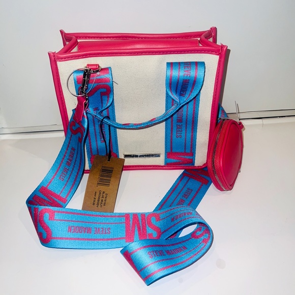 Steve Madden Handbags - New Pink Cream Steve Madden Tote Purse Bag TikTok Bwebber Blue Multi Crossbody
